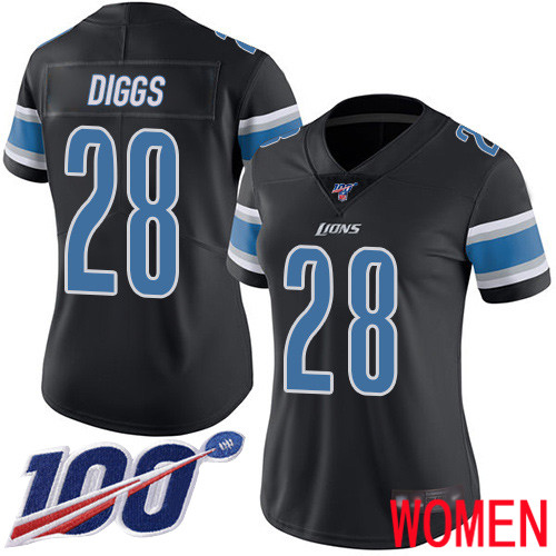 Detroit Lions Limited Black Women Quandre Diggs Jersey NFL Football 28 100th Season Rush Vapor Untouchable
